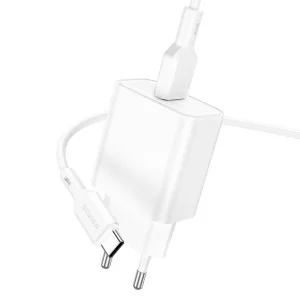 Incarcator de retea Borofone BA72A Spring + Cablu Type-C (QC3.)[White]